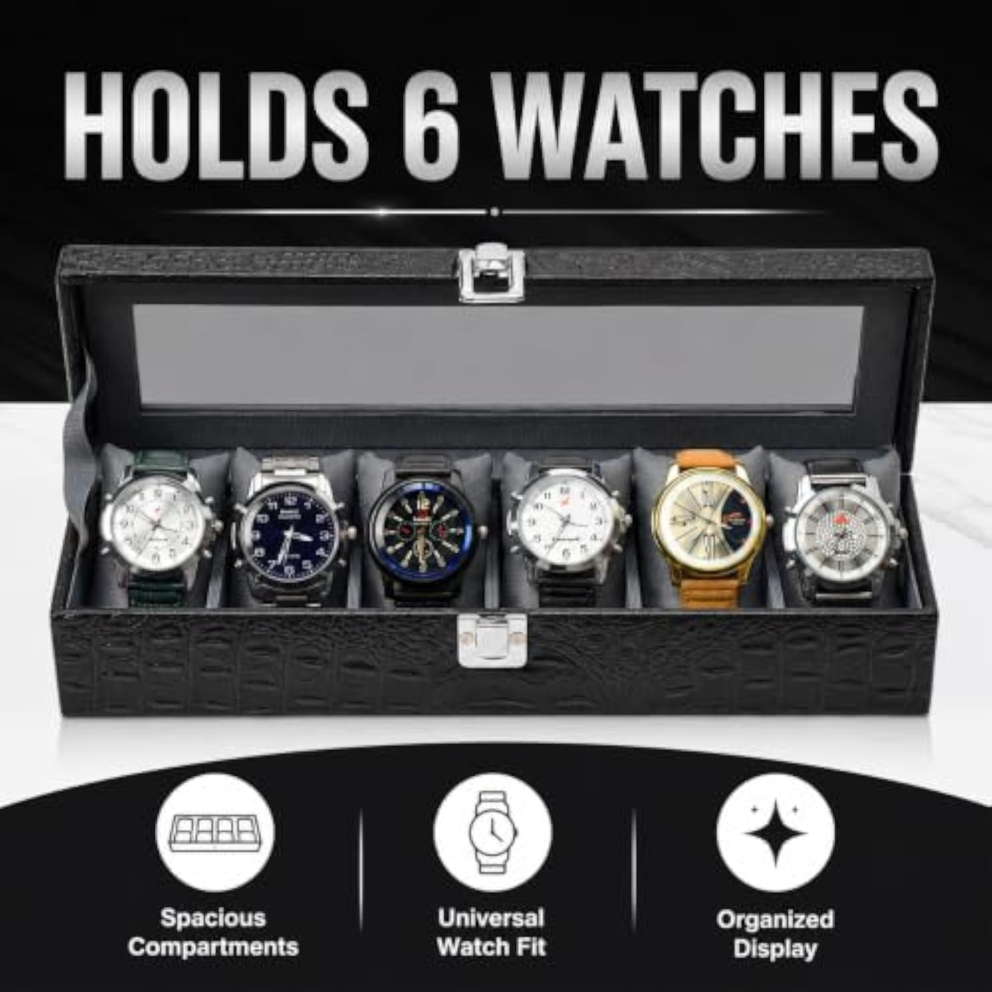 5 Slot Watch Storage Box with Transparent Lid